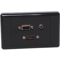 Dynalink VGA 3.5mm HDMI Wallplate Black Dual Cover  Fly Leads