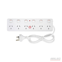 Arlec 6 Outlet 6 Switch Surge Power Board