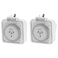 Arlec PC44-2PK 24 Hour IP44 Outdoor Weatherproof Timer Polycarbonate- Twin Pack