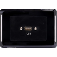 PC5965B USB A Horizontal Wallplate with Flyleads - Clipsal Pro Black 