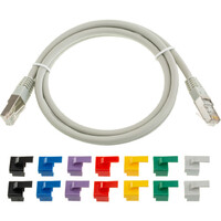 Eversure 1.2M Patch Lead CAT6A Shielded Grey With Multi Coloured Clips