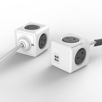4 Way Surge Protector With USB Grey Powercube Extended USB
