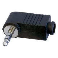 PD1250 3.5mm Right Angle Stereo Phono Plastic Plug Black 