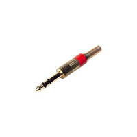 PD1453 6.3mm Gold Stereo Phono Plug with Spring Protection Red Band