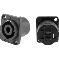 Amphenol D Flange 4-Pole Speakon Socket Chassis 30A Rating