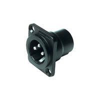 Amphenol AC3MDZB 3 Pin Panel XLR Plug Metal Black Square Hollow Pins
