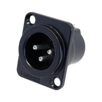 Amphenol AC3MMDZB 3 Pin Panel XLR Plug Metal Black Square Solid Pins