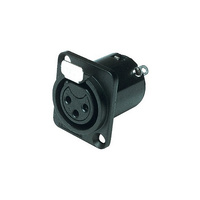 3 Pin Panel XLR Socket Metal Black Square