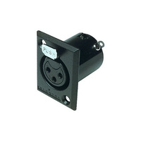 3 Pin Panel XLR Socket Metal Black Rectangular