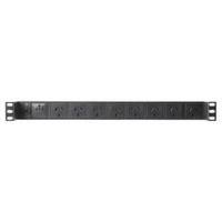 Horizontal Recessed Rack Power Rail Surge 8 Way 10A GPO PDU  15A GPO Input