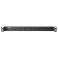Horizontal Recessed Rack Power Rail Surge 8 Way 10A GPO PDU C20 Input