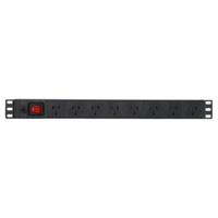 Horizontal Recessed Rack Power Rail Surge 8 WAY GPO PDU  15A GPO Input
