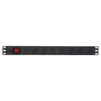 Horizondal Rack Power Rail Surge  8 Way GPO PDU C20 Input