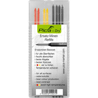 Pica Dry Water Soluble Refills 4X Graphite 2X Red & 2X Yellow