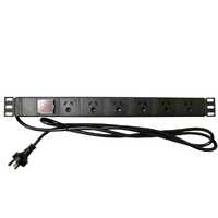 CABAC 10A Rail Horizontal Power Distributon Board 6 Way 19 Inch Mounting Black