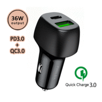 Sansai 36W Dual Outlet 12V Quick Car Charger PD and QC3.0 USBA and USB typeC