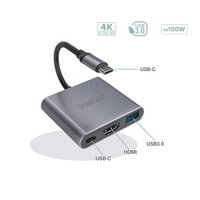 Sansai 3 in 1 USBC to Standard USB3.0  HDMI Port & USBC Adapter Convertor Hub 