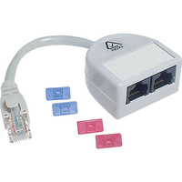 RJ45 Splitter Voice To Voice 100mm Cord 3-U3 RJ45 Plug to 2 X RJ45 Sockets