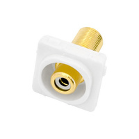 White RCA Socket To 'F' Socket Insert To Suit Clipsal Gold