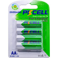 PKCELL 2600 MAH NIMH AA Batteries 4PK 1.2V Low Self Discharge Reusable