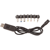 USB 9V Step Up Power Cable Supplied with 7 Standard tips for Routers 