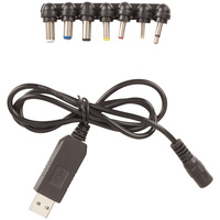 Powertech Universal USB 12V Step-Up Power Cable Supplied with 7 Standard DC Tips