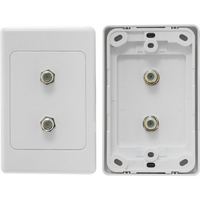 Twin 'F' Type TV Wall Plate Dual 2X 'F' Socket To Socket