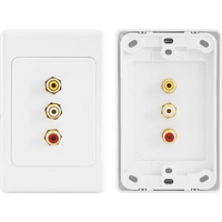 Pro.2 Composite AV 3 Terminal Audio Video Straight through RCA Wall Plate
