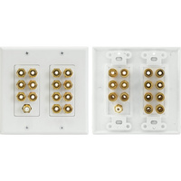 Pro.2 Home Theatre Wall Plate 14 Terminals for 7 Speakers 1 RCA