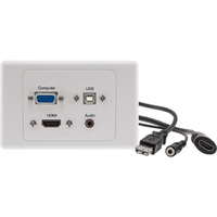 Pro.2 PRO3425 USB-B 3.5mm Audio VGA HDMI Wall Plate with USB-B Flexible Lead