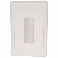 Single gang Brush Cable Entry Wall Plate for pre terminated TV cables 