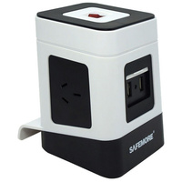 One Level Power Stacker 3 GPO 2 USB White/Black Surge
