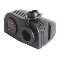 Marine Grade Panel & Surface Mount Cigarette Power Socket with LED Voltmeter