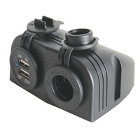 Marine Grade Cigarette Power Socket with Dual USB Charging Ports 
