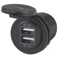 Dual USB Charging Ports 12-24VDC with 4.2A Output panel & surface mount hardware