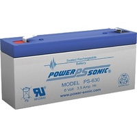 Powersonic PS630 6V 3.5AMP SLA Rechargeable Battery F1 Terminal Sealed Lead Acid