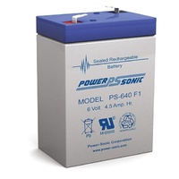 Powersonic PS640 6V 4.5Amp SLA Rechargeable Battery F1 Terminal Sealed Lead Acid