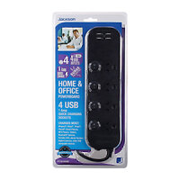 Jackson 4 Outlet Surge Powerboard Individually Switched with USB-A 