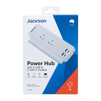 Jackson Power Extension 1.2 m 2 AC Outlet Indoor 2 Way USB Power Hub White