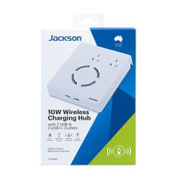 Jackson Wireless Fast Charging Hub USB-C Outlets Surge Protected White