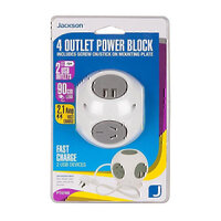 Jackson Power Block 2.1 Amp Fast Charging 4 Power Outlets 2 USB Ports