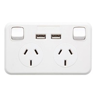 TESLA PT9822 Double Outlet PowerPoint with Dual USB Charger White