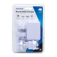 Jackson Worldwide USB Charger UK/EU/US/AU