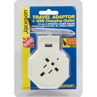 Jackson Travel Adaptor with 1x USB Charging Port and Surge Protection USA, JAPAN & EUROPE