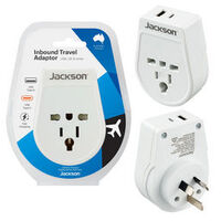 Jackson 10A Max Inbound USB Charging Smart Travel Adaptor-USA UK Japan White