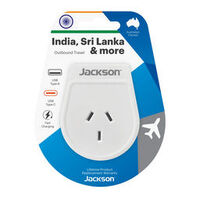 Jackson Outbound Fast Charging Travel Adaptor with USB and USB-C India White