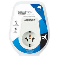 Jackson 2 Port USB Charger 5VDC 2.1A USA EU to AU NZ Travel Power Socket Adaptor