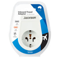 Jackson Inbound Fast Charging Travel Adaptor with USB and USB-C USA & Europe