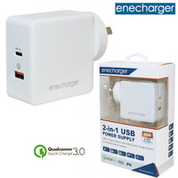 Enecharger QC3-AC2-PD30W-AC 48W Dual USB Charger USB-C-A for Phone Small Laptops