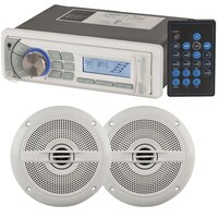 Marine AM/FM Radio and Speaker Package 5 Inch Electric Detachable Panel
